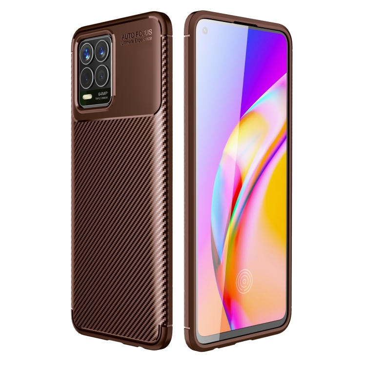 

For OPPO Realme 8 Carbon Fiber Texture Shockproof TPU Case(Brown)