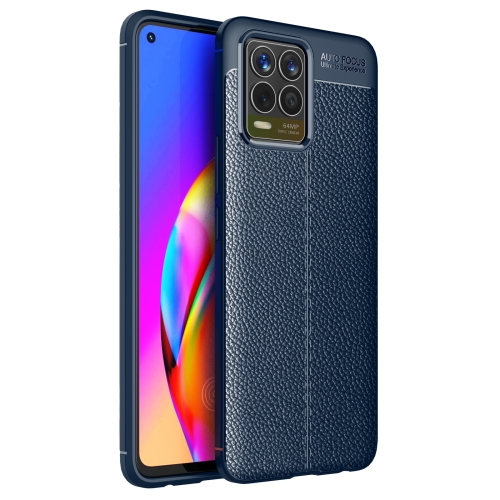 

For OPPO Realme 8 Litchi Texture TPU Shockproof Case(Blue)