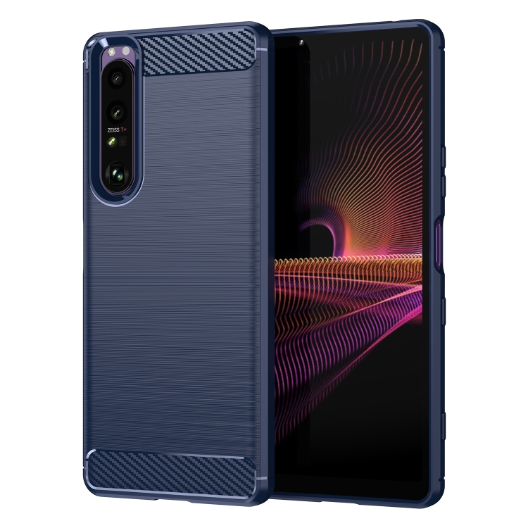 

For Sony Xperia 1 III Brushed Texture Carbon Fiber TPU Case(Navy Blue)