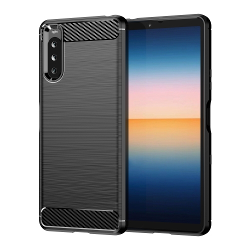 

For Sony Xperia 10 III Brushed Texture Carbon Fiber TPU Case(Black)