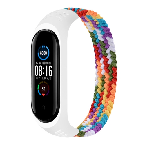 

For Xiaomi Mi Band 6 / 5 / 4 / 3 Universal Nylon Elasticity Weave Watch Band, Size:M 160mm(Rainbow)