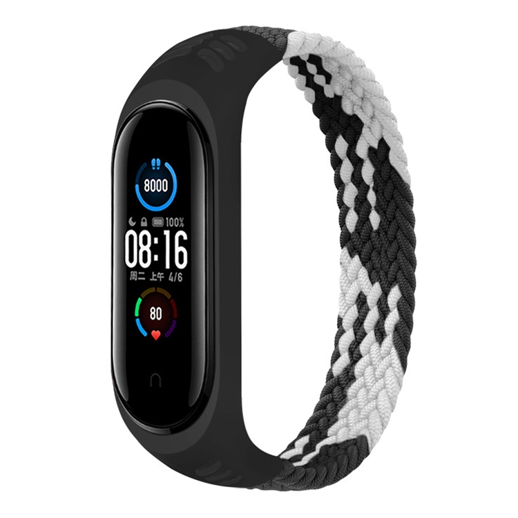 

For Xiaomi Mi Band 6 / 5 / 4 / 3 Universal Nylon Elasticity Weave Watch Band, Size:M 160mm(Black White)