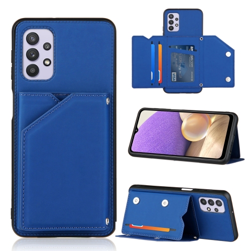 

For Samsung Galaxy A32 5G Skin Feel PU + TPU + PC Back Cover Shockproof Case with Card Slots & Holder & Photo Frame(Blue)