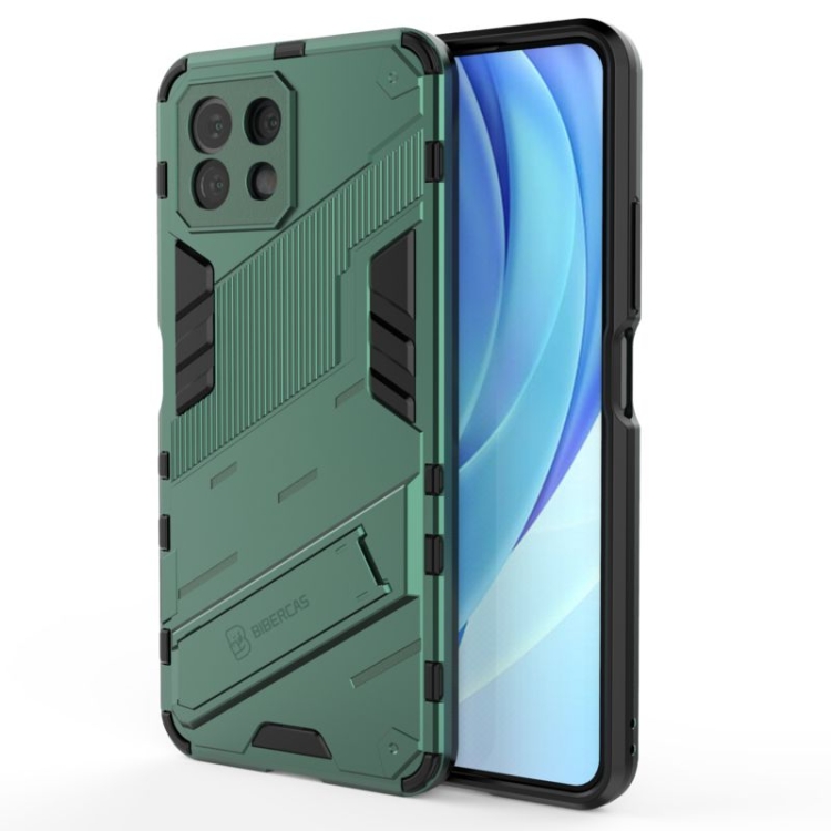 

For Xiaomi Mi 11 Lite Punk Armor 2 in 1 PC + TPU Shockproof Case with Invisible Holder(Green)