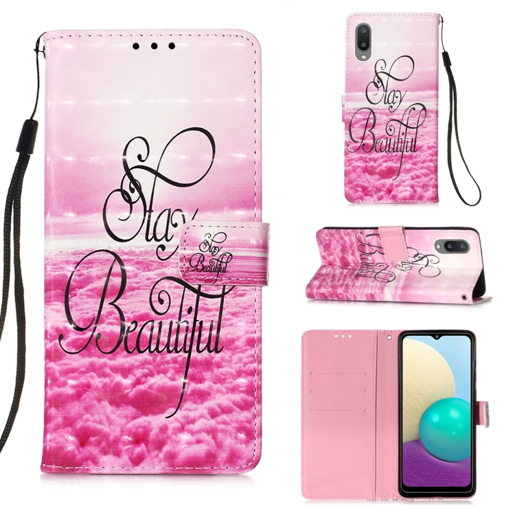 

For Samsung Galaxy A02 / M02 3D Painting Horizontal Flip Leather Case with Holder & Card Slot & Wallet & Lanyard(Beautiful)