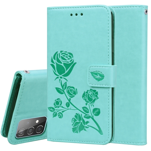 

For Samsung Galaxy A52 5G / 4G Rose Embossed Horizontal Flip PU Leather Case with Holder & Card Slots & Wallet(Green)