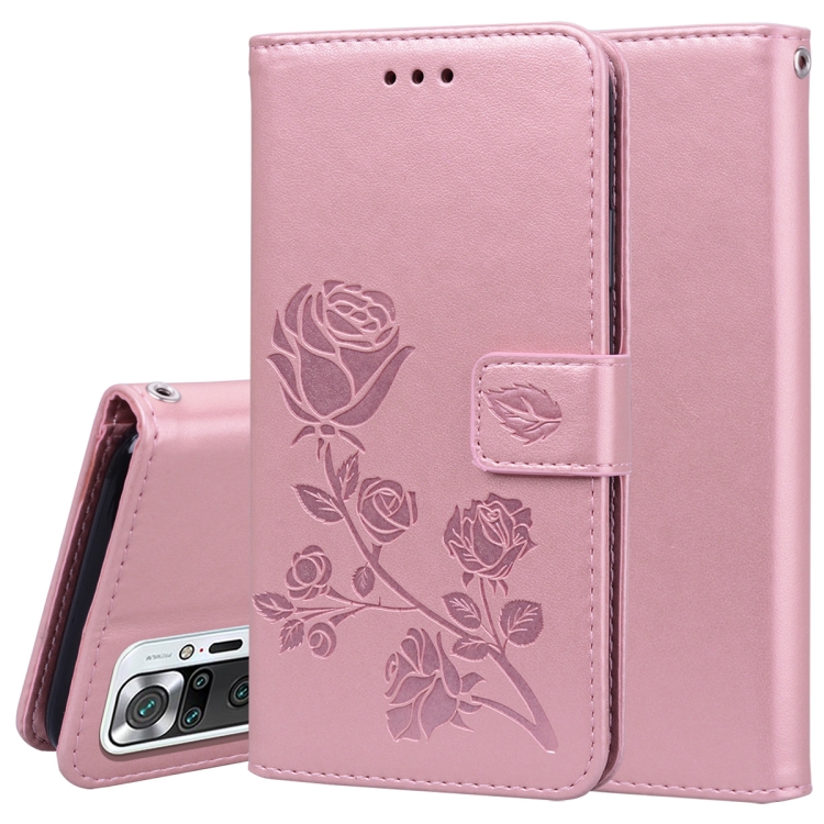 

For Xiaomi Redmi Note 10 Pro Rose Embossed Horizontal Flip PU Leather Case with Holder & Card Slots & Wallet(Rose Gold)