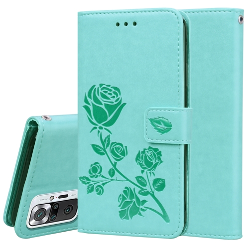 

For Xiaomi Redmi Note 10 Pro Rose Embossed Horizontal Flip PU Leather Case with Holder & Card Slots & Wallet(Green)