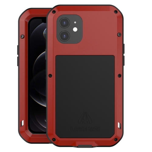 

LOVE MEI Metal Shockproof Waterproof Dustproof Protective Case For iPhone 12(Red)