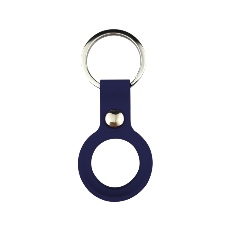 

Liquid Silicone Shockproof Protective Cover Soft Case with Keychain Ring For AirTag(Dark Blue)