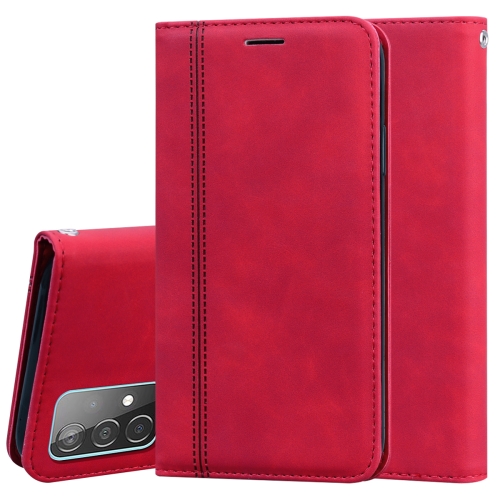 

For Samsung Galaxy A52 5G / 4G Frosted Business Magnetic Horizontal Flip PU Leather Case with Holder & Card Slot & Lanyard(Red)