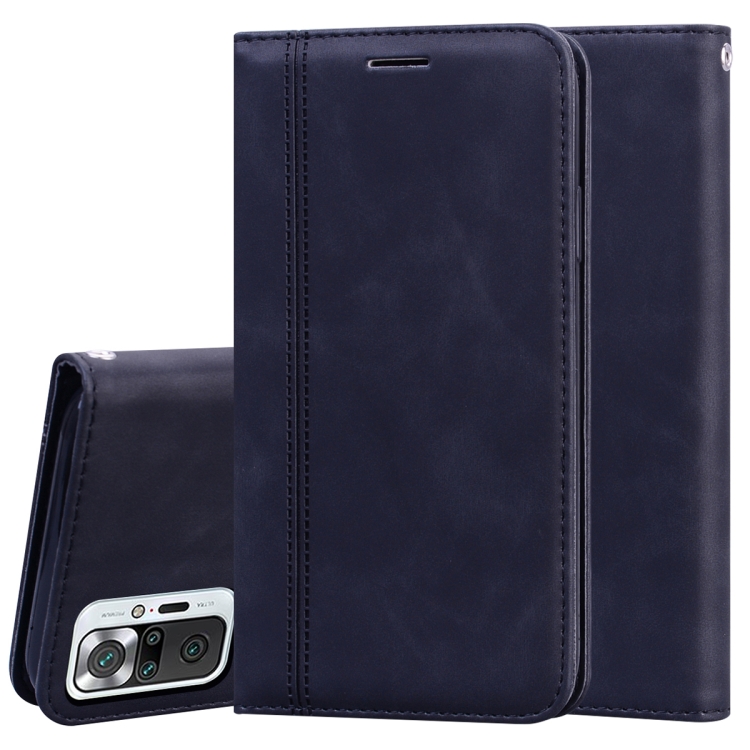 

For Xiaomi Redmi Note 10 Pro Frosted Business Magnetic Horizontal Flip PU Leather Case with Holder & Card Slot & Lanyard(Black)
