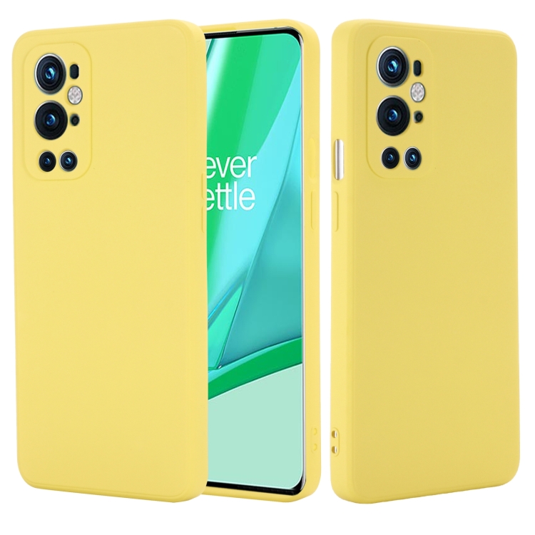 

For OnePlus 9 Pro Solid Color Liquid Silicone Dropproof Full Coverage Protective Case(Yellow)