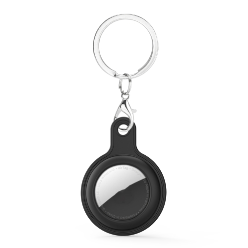 

Gel Leather Case Cover with Switchable Keychain Ring for AirTag(Black)