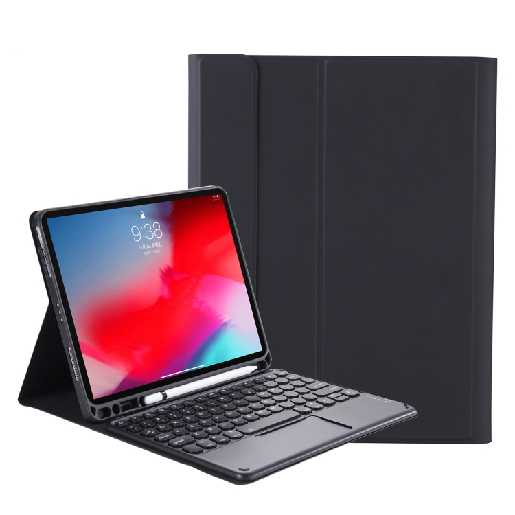

YT102B-A Detachable Candy Color Skin Feel Texture Round Keycap Bluetooth Keyboard Leather Case with Touch Control For iPad 10.2 2020 & 2019 / Air 2019 / Pro 10.5 inch(Black)