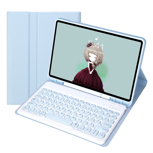 

YT102B Detachable Candy Color Skin Feel Texture Round Keycap Bluetooth Keyboard Leather Case For iPad 10.2 2020 & 2019 / Air 2019 / Pro 10.5 inch(White Ice)