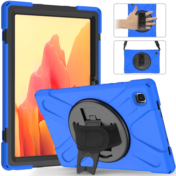

For Samsung Galaxy Tab A7 10.4 2020 T500 / T505 Shockproof Colorful Silicone + PC Protective Case with Holder & Shoulder Strap & Hand Strap(Blue)