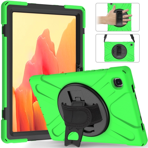 

For Samsung Galaxy Tab A7 10.4 2020 T500 / T505 Shockproof Colorful Silicone + PC Protective Case with Holder & Shoulder Strap & Hand Strap(Green)