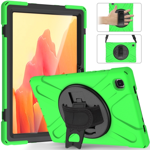 

For Samsung Galaxy Tab A7 10.4 2020 T500 / T505 Shockproof Colorful Silicone + PC Protective Case with Holder & Shoulder Strap & Hand Strap & Screen Protector(Green)