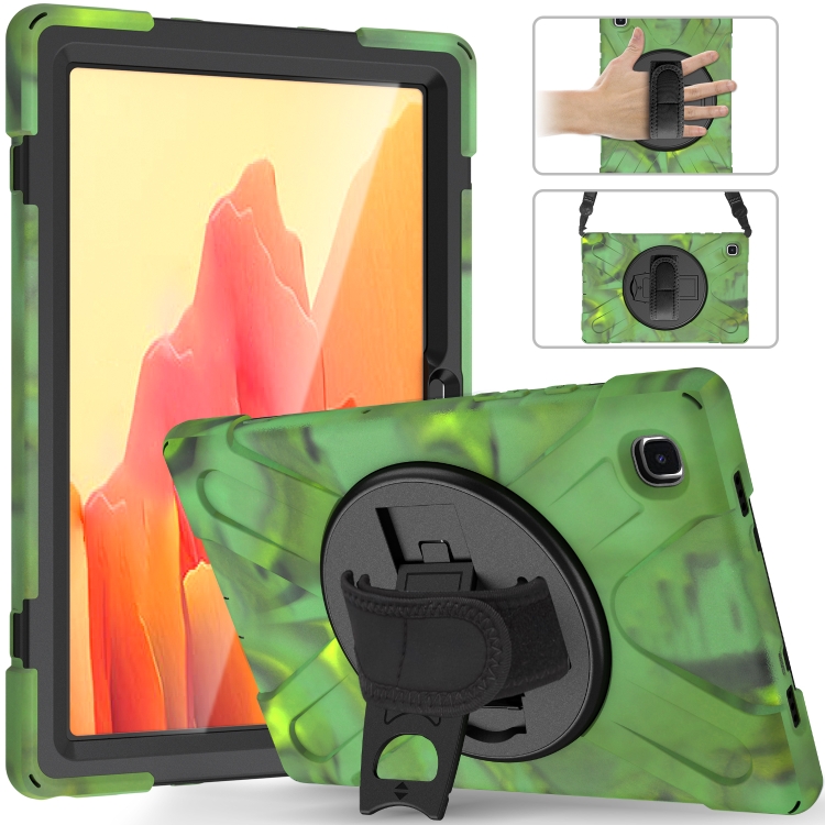 

For Samsung Galaxy Tab A7 10.4 2020 T500 / T505 Shockproof Colorful Silicone + PC Protective Case with Holder & Shoulder Strap & Hand Strap & Screen Protector(Camouflage)