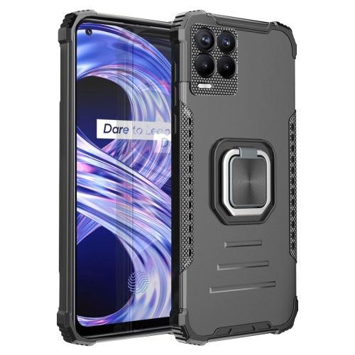 

For OPPO Realme 8 Pro Fierce Warrior Series Armor All-inclusive Shockproof Aluminum Alloy + TPU Protective Case with Ring Holder(Black)