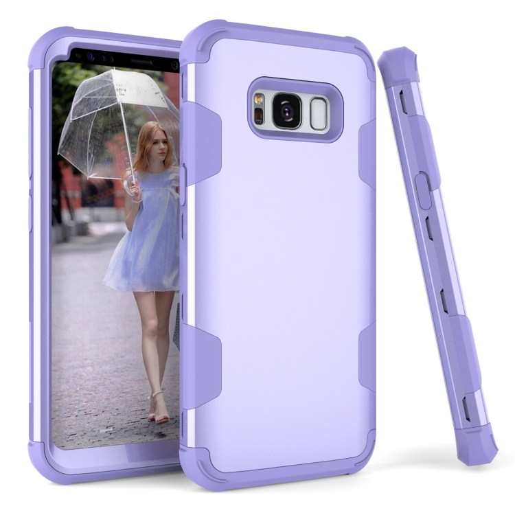 

For Samsung Galaxy S8 Contrast Color Silicone + PC Shockproof Case(Purple)