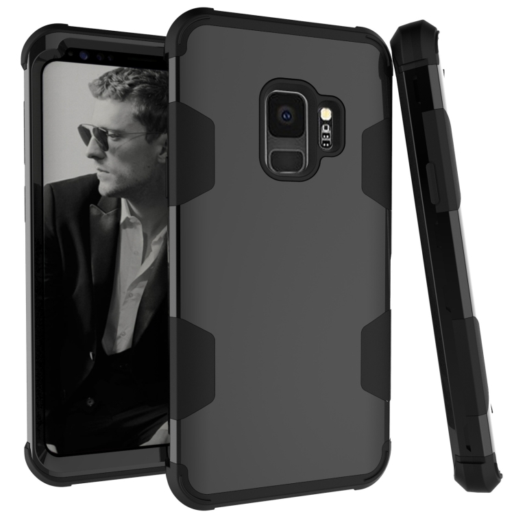 

For Samsung Galaxy S9 Contrast Color Silicone + PC Shockproof Case(Black)