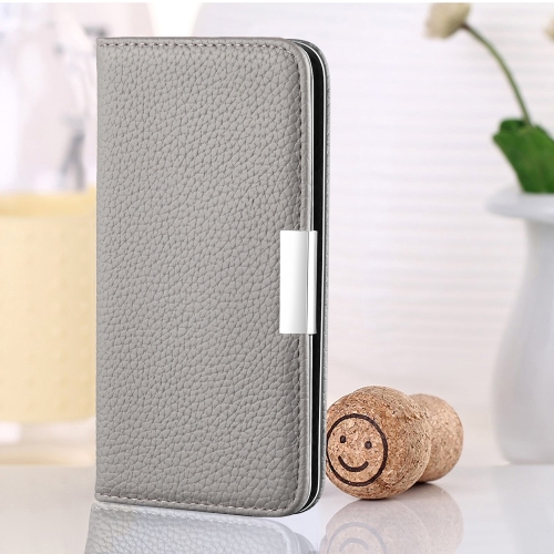 

For Samsung Galaxy S21 FE Litchi Texture Horizontal Flip Leather Case with Holder & Card Slots(Grey)