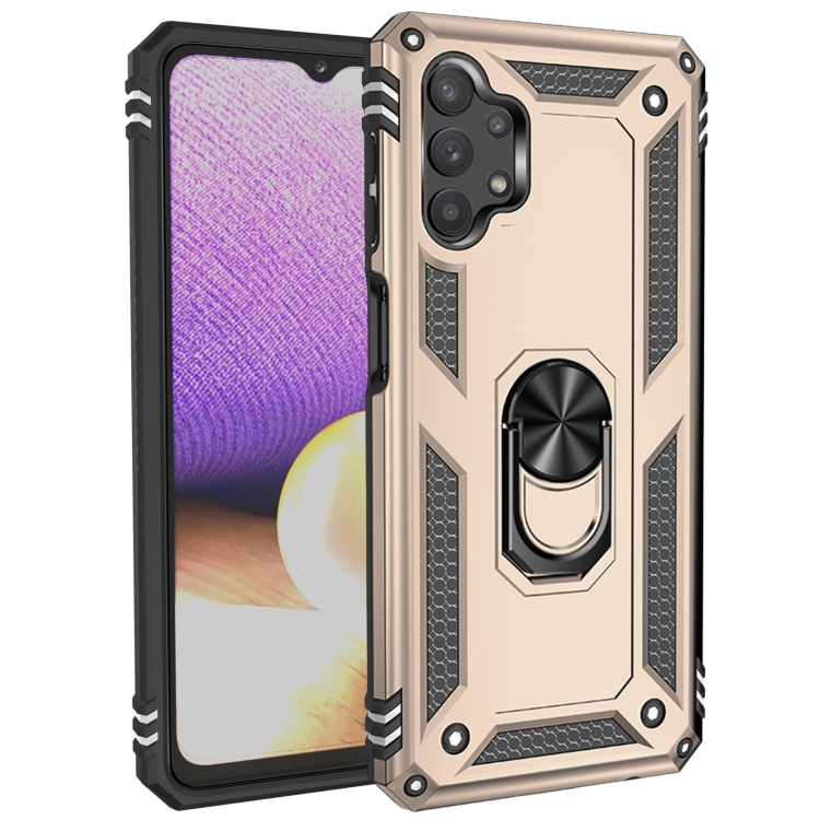 

For Samsung Galaxy A32 5G Shockproof TPU + PC Protective Case with 360 Degree Rotating Holder(Gold)
