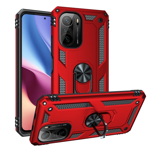 

For Xiaomi Redmi K40 / K40 Pro Shockproof TPU + PC Protective Case with 360 Degree Rotating Holder(Red)