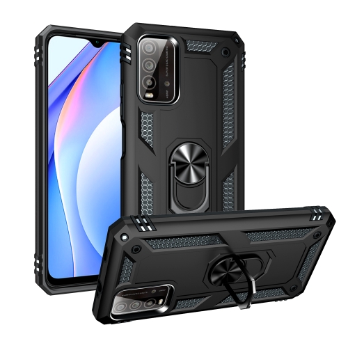 

For Xiaomi Redmi Note 9 4G / 9T / 9 Power Shockproof TPU + PC Protective Case with 360 Degree Rotating Holder(Black)