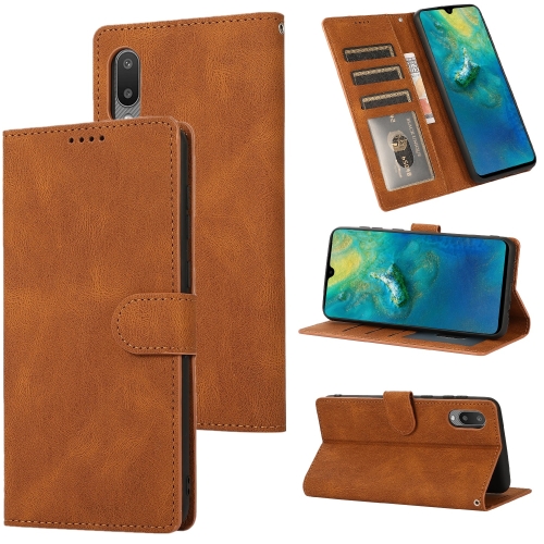 

For Samsung Galaxy A02 (EU Version) Fantasy Classic Skin-feel Calfskin Texture Magnetic Buckle Horizontal Flip PU Leather Case with Holder & Card Slot & Wallet(Brown)