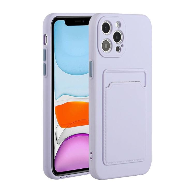 

Card Slot Design Shockproof TPU Protective Case For iPhone 12 Pro Max(Purple)