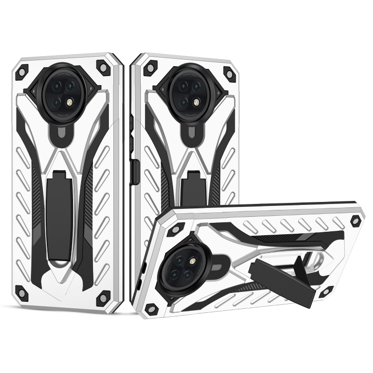 

For Xiaomi Redmi Note 9 5G / Redmi Note 9T 5G Shockproof TPU + PC Protective Case with Holder(Silver)