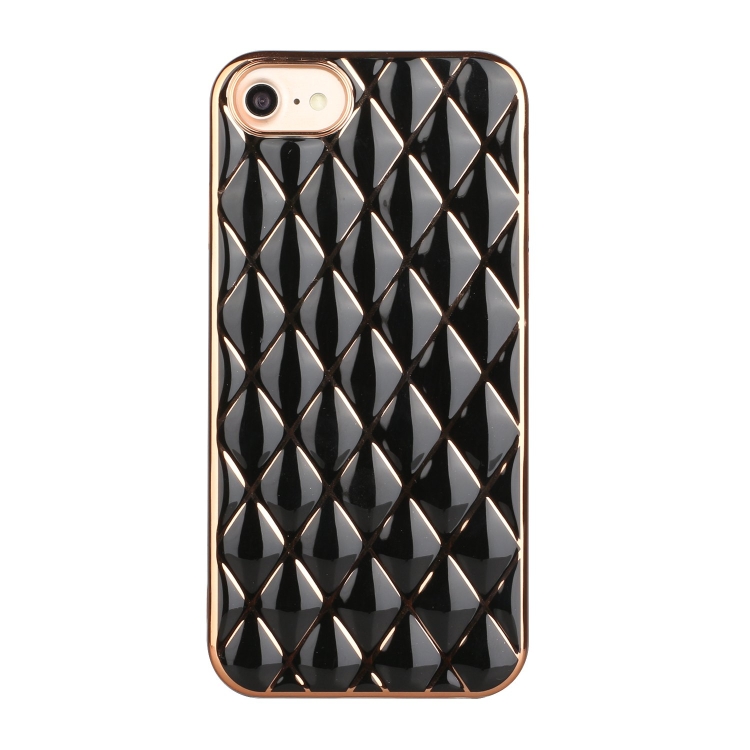 

Electroplated Rhombic Pattern Sheepskin TPU Protective Case For iPhone SE 2022 / SE 2020 / 8 / 7(Black)