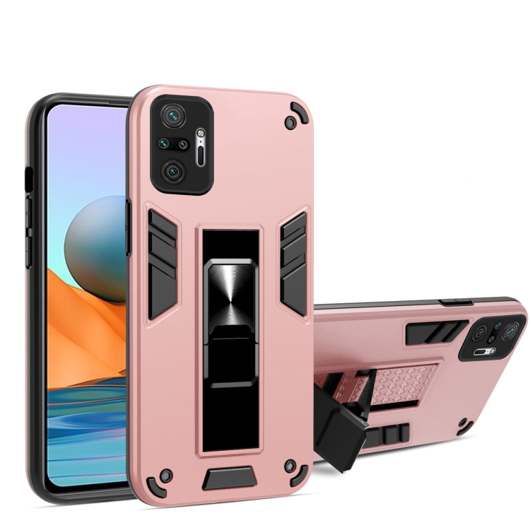

For Xiaomi Redmi Note 10 Pro 2 in 1 PC + TPU Shockproof Protective Case with Invisible Holder(Rose Gold)