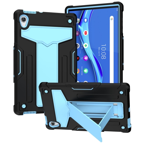 

For Lenovo Tab M10 HD 2nd Gen TB-X306X T-shaped Bracket Contrast Color Shockproof PC + Silicone Flat Protective Case(Black + Blue)