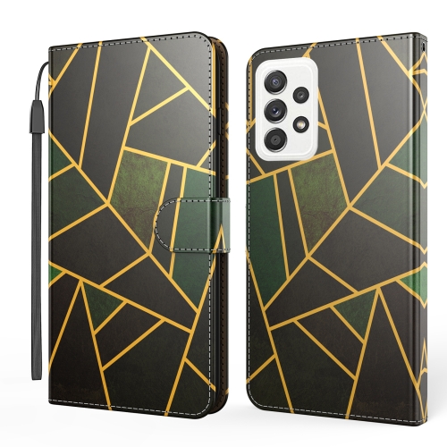 

For Samsung Galaxy A52 5G / 4G Marble Horizontal Flip TPU+PU Leather Case with Holder & Card Slots & Wallet & Photo Frame & Lanyard(Black Green)