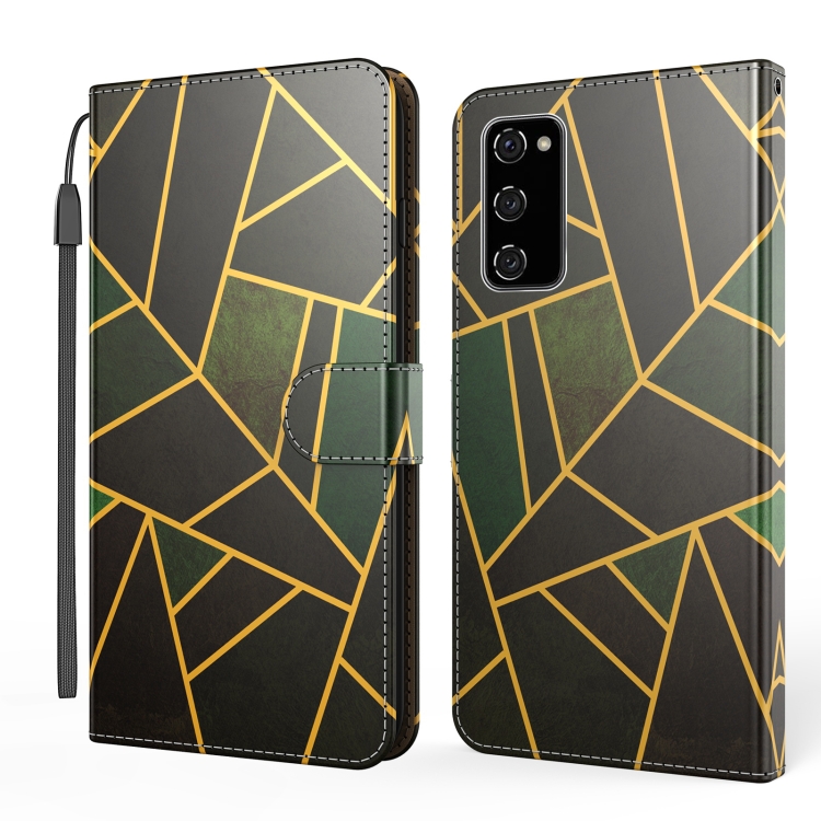 

For Samsung Galaxy S20 FE Marble Horizontal Flip TPU+PU Leather Case with Holder & Card Slots & Wallet & Photo Frame & Lanyard(Black Green)