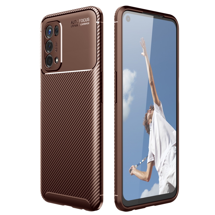

For OPPO A74 5G Carbon Fiber Texture Shockproof TPU Case(Brown)