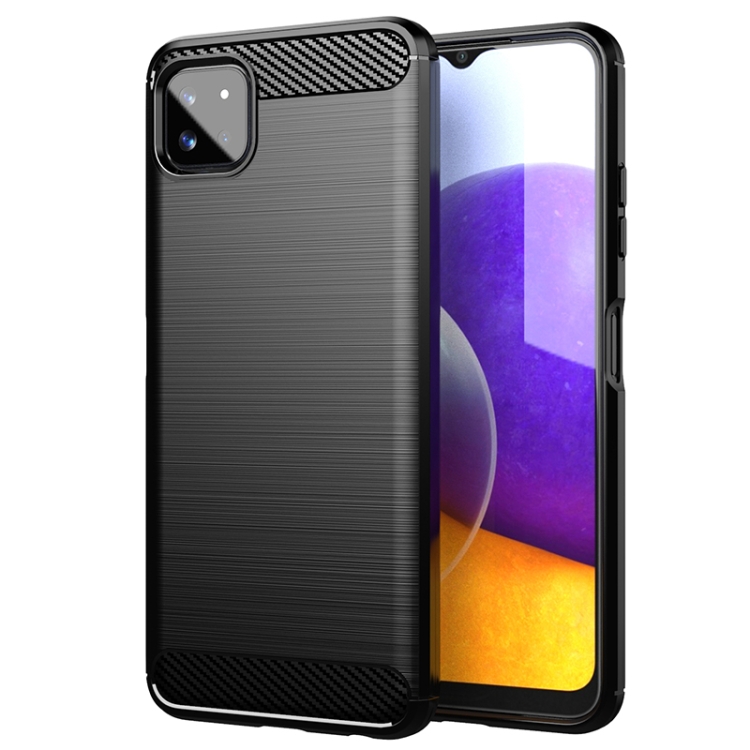 

For Samsung Galaxy A22 5G Brushed Texture Carbon Fiber TPU Case(Black)