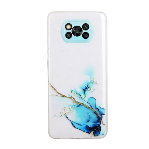 

For Xiaomi Poco X3 / X3 Pro Hollow Marble Pattern TPU Precise Hole Protective Case(Blue)