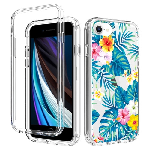 

For iPhone SE 2022 / SE 2020 / 8 / 7 2 in 1 High Transparent Painted Shockproof PC + TPU Protective Case(Banana Leaf)