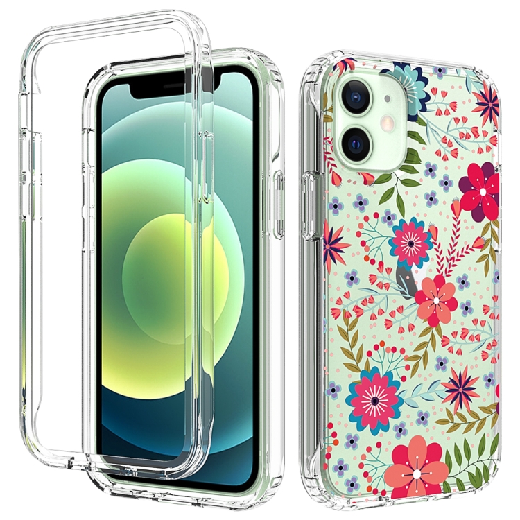 

2 in 1 High Transparent Painted Shockproof PC + TPU Protective Case For iPhone 12 mini(Small Floral)