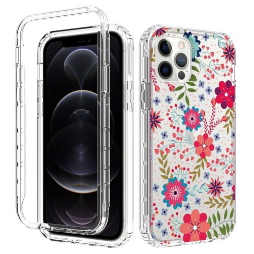 

2 in 1 High Transparent Painted Shockproof PC + TPU Protective Case For iPhone 12 / 12 Pro(Small Floral)