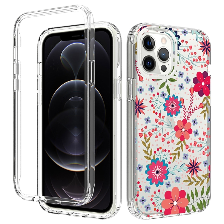 

2 in 1 High Transparent Painted Shockproof PC + TPU Protective Case For iPhone 12 Pro Max(Small Floral)