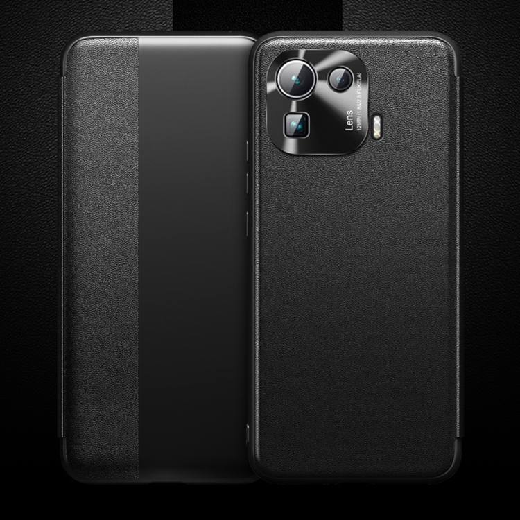 

For Xiaomi Mi 11 Pro Magnetic Side Window View Shockproof Horizontal Flip Leather Case(Black)