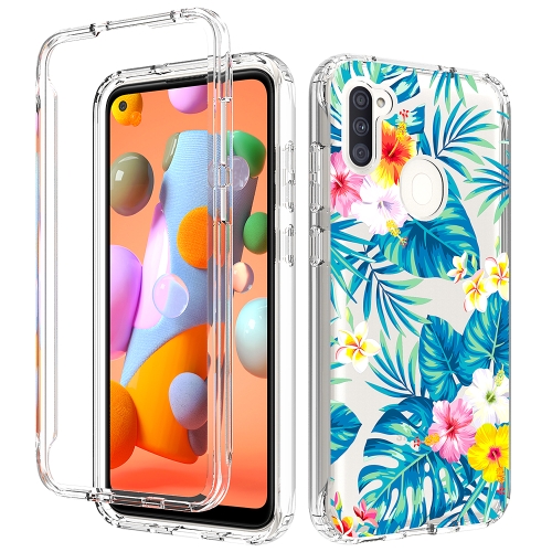 

For Samsung Galaxy A11 2 in 1 High Transparent Painted Shockproof PC + TPU Protective Case(Banana Leaf)