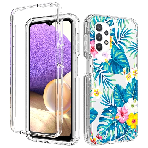 

For Samsung Galaxy A32 5G 2 in 1 High Transparent Painted Shockproof PC + TPU Protective Case(Banana Leaf)