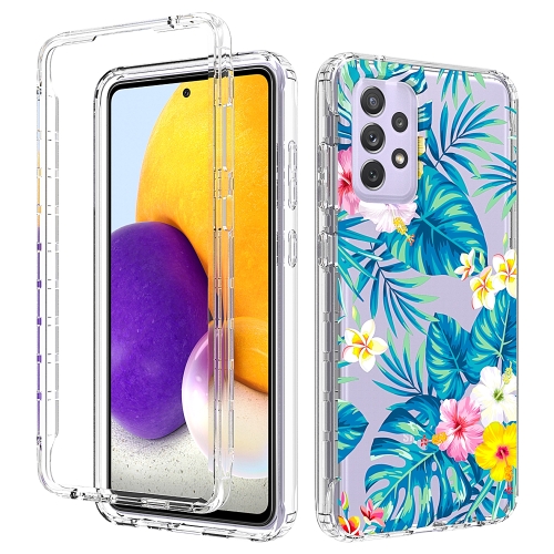 

For Samsung Galaxy A72 5G / 4G 2 in 1 High Transparent Painted Shockproof PC + TPU Protective Case(Banana Leaf)